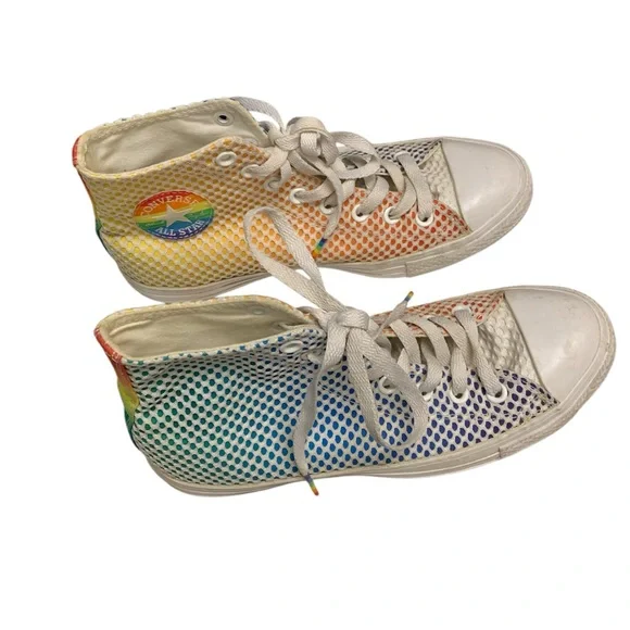 Converse Chuck Taylor All Star Pride Mesh High Top Sneakers - Size M7.5 W9.5 - Picture 3 of 5